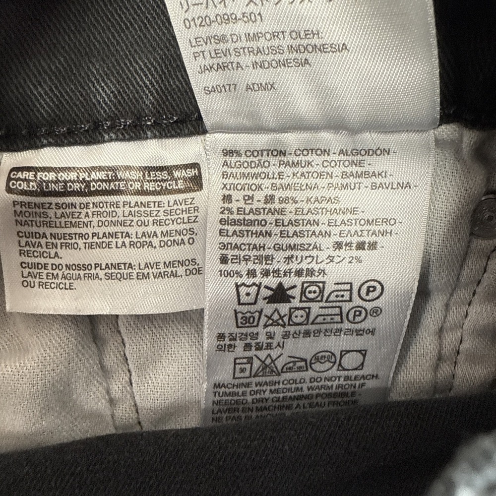 LEVIS 513 Jeans Mens 36x30 Black Denim Slim Straight Leg Soft - Picture 8 of 11